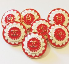 Gold Rot 7 Knöpfe Set 20 mm Chanel CC Coco Ersatzknöpfe Gestempelt