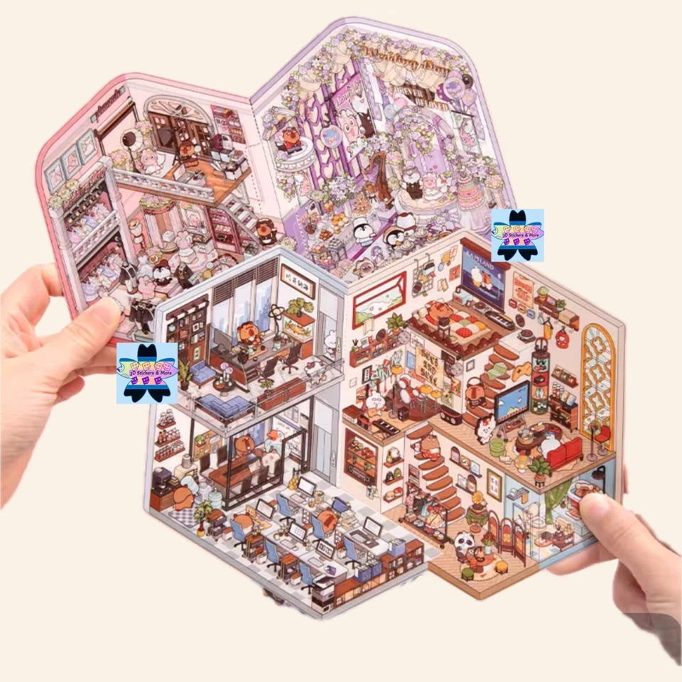 4 (3D) salas de escena isométrica. Hotel, casa, restaurante y museo. Foto 4 de 4