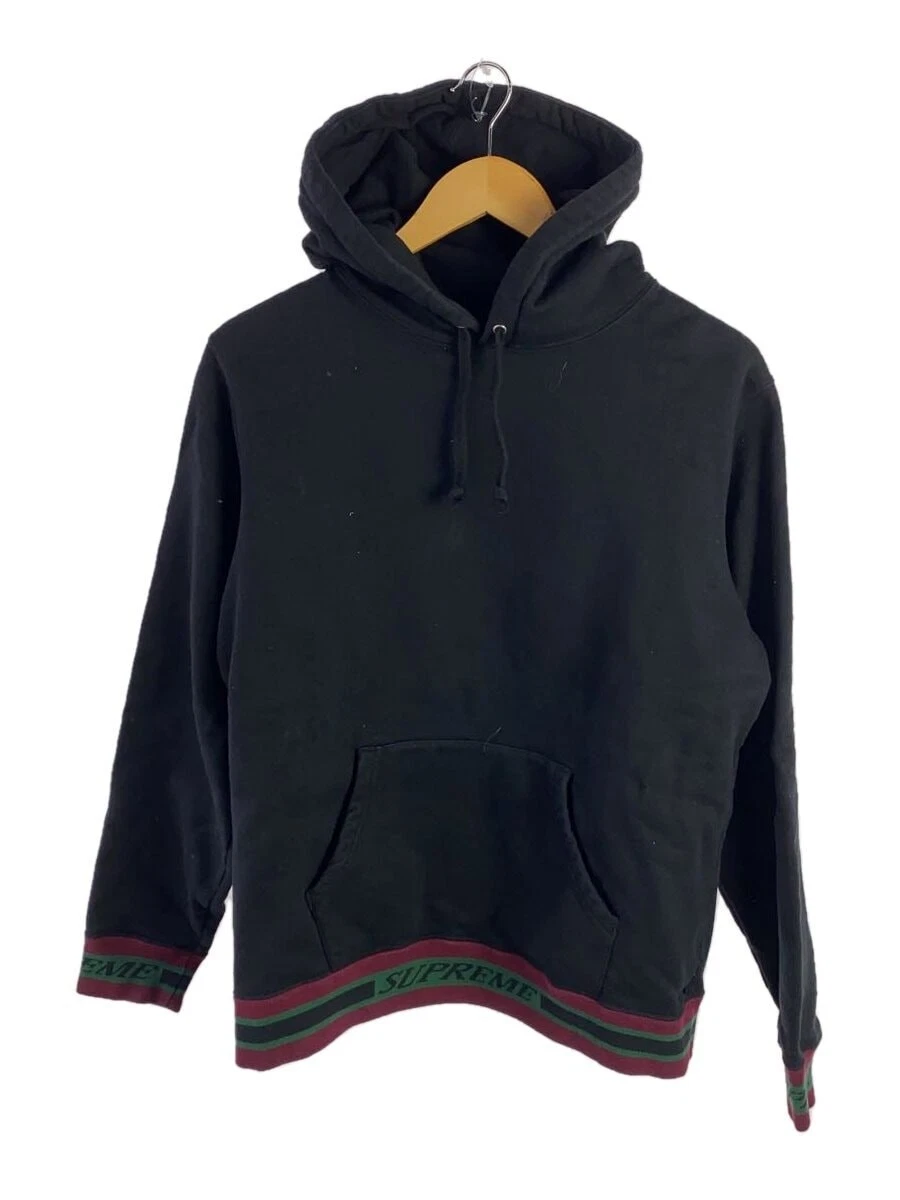 Felpa Supreme a righe con cappuccio a costine S cotone nero