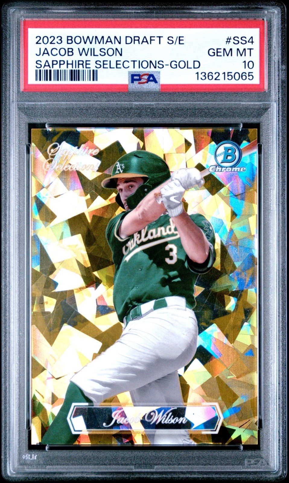 2023 Bowman Draft #SS4 Jacob Wilson Sapphire Selections Gold # /50 PSA 10 RC