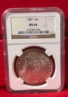 1887 MORGAN SILVER DOLLAR, NGC MS64 TONED COIN