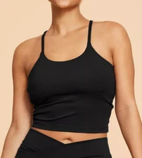 NEW Blogilates Women's Strappy Cropped Tank Top Black Size XL