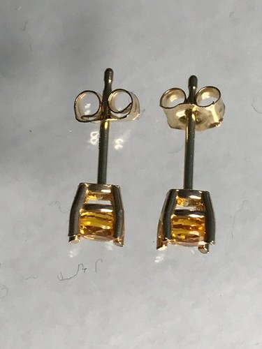 14K BASKETWEAVE ROUND BRILLIANT NATURAL YELLOW SAPHIRE EARRINGS. 4MM. .73TCW. - Picture 3 of 3