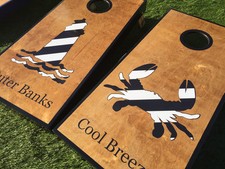 Crab and Lighthouse Custom Cornhole Board Sets