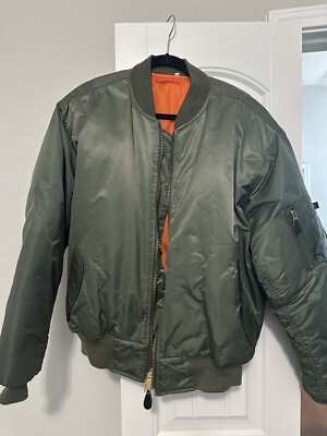 Mens Plain Solid Utility Bomber Jacket Street Fashion Long Sleeve Zipper Puffer