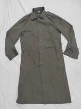 Vintage Austrian Army olive green long  work coat duster jacket chore worker