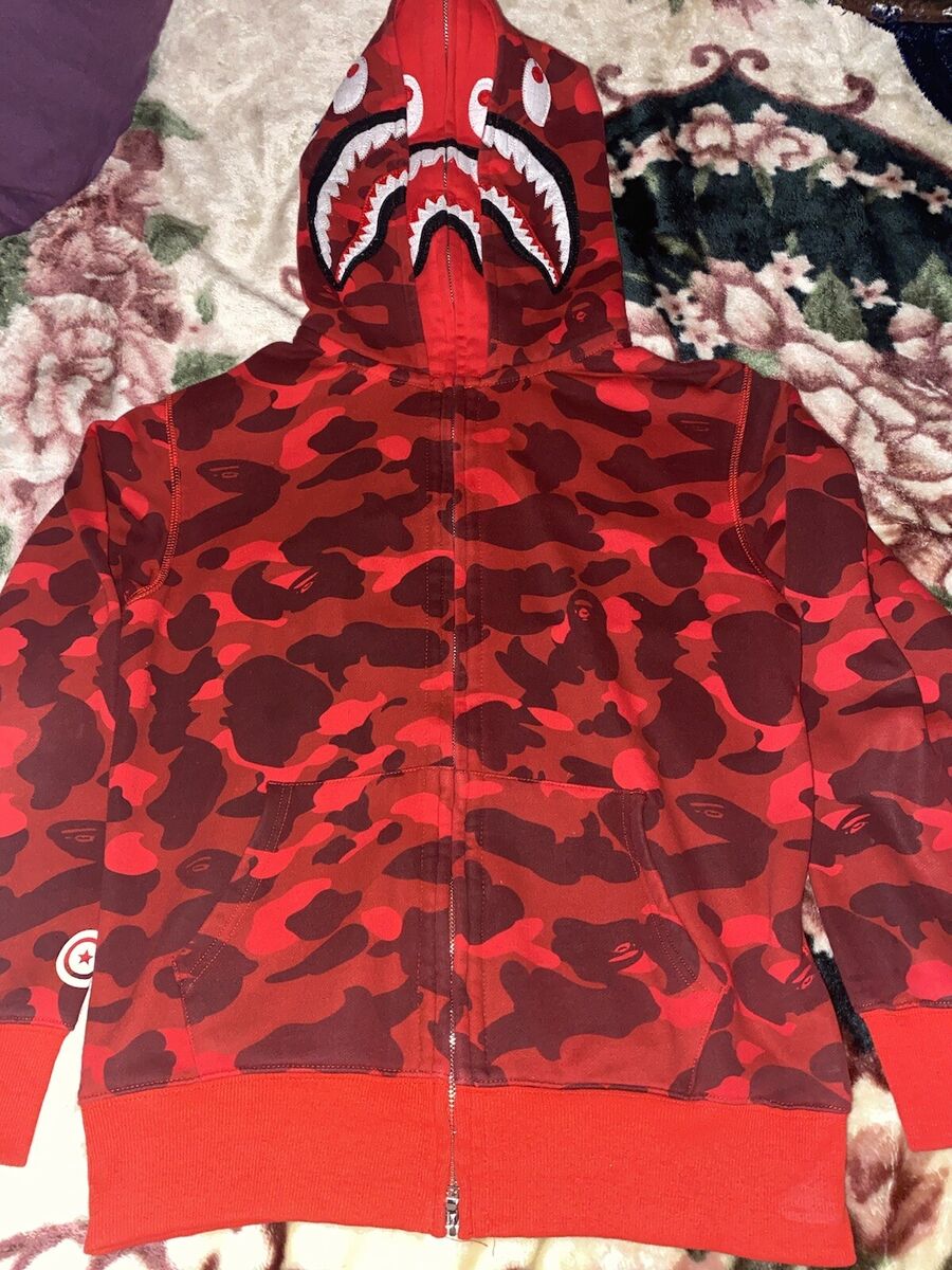 BAPE Color Camo Shark Wide Full Zip Double Hoodie Red | eBay BAPE Color Camo Shark Wide Full Zip Double Hoodie Red | eBay