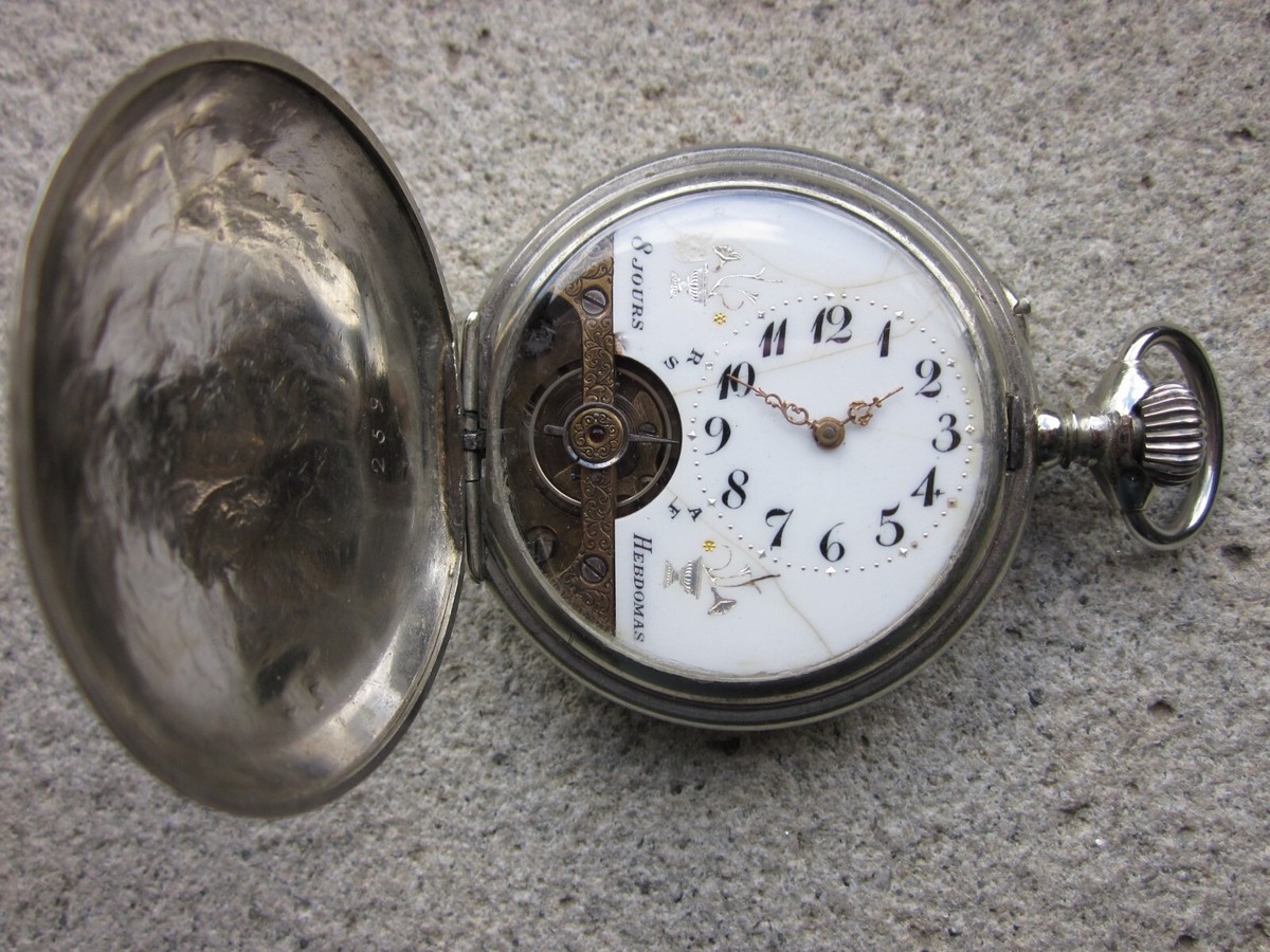 OROLOGIO DA TASCA HEBDOMAS SAVONETTE JOURS DAYS CIPOLLA TASCHINO