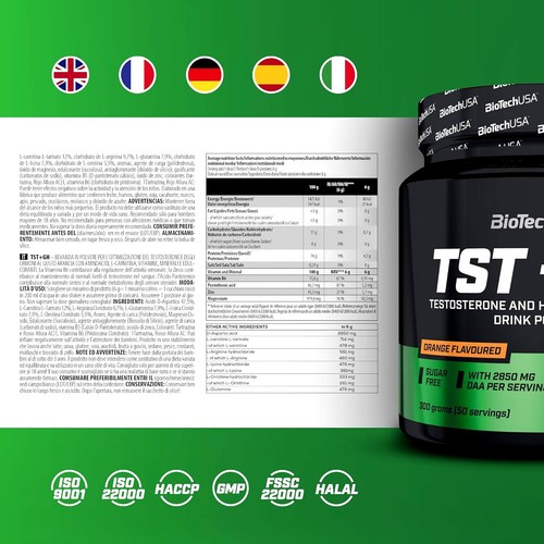 BIOTECH TST+GH POWDER 300 - NEU Starker Testosteron-Booster - Muskelwachstum DAA - Picture 6 of 8