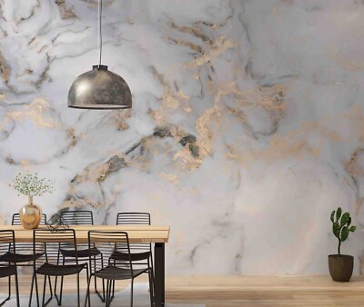 3D Gray Gold Texture Marble Self-adhesive Removable Wallpaper Murals