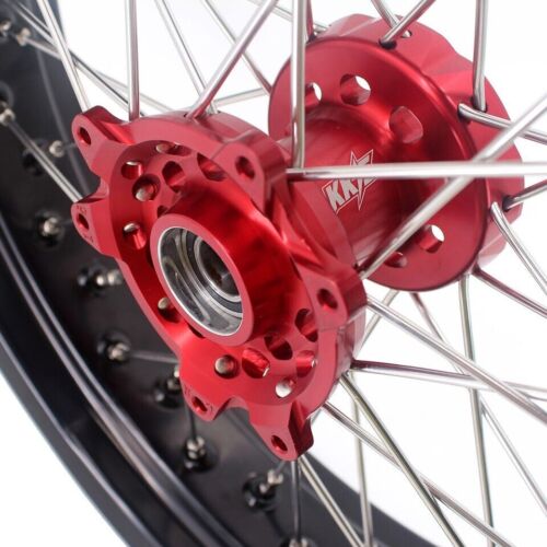 KKE 17/17 Cush Drive Supermoto Rims for Honda CRF250R 14-25 CRF450R 13-25 Red&Bl - Picture 4 of 14