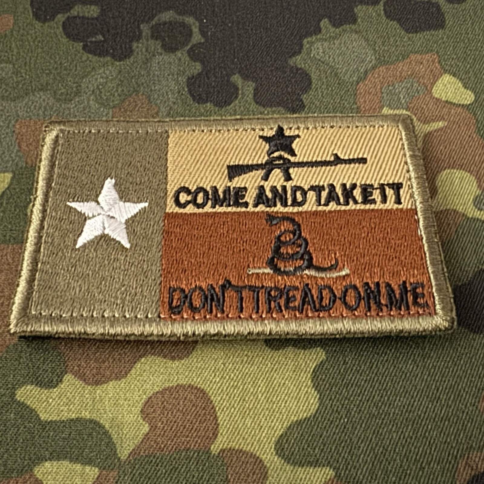 TEXAS GONZALES GADSDEN FLAG Embroidered MORALE Patch Hook/Loop 2A RKBA