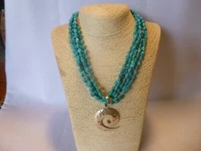 Turquoise & Sterling Native American Southwestern Multi Strand Pendant Necklace