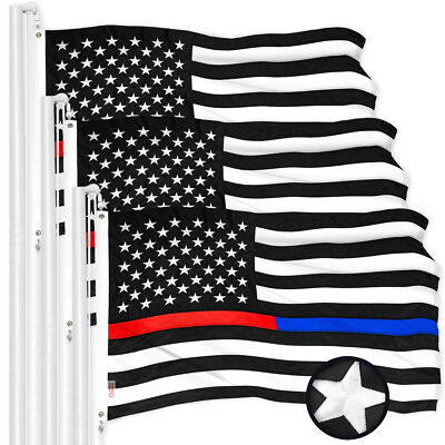 Thin Blue & Red Line State Flag 3x5FT 3-Pack Embroidered Polyester By G128