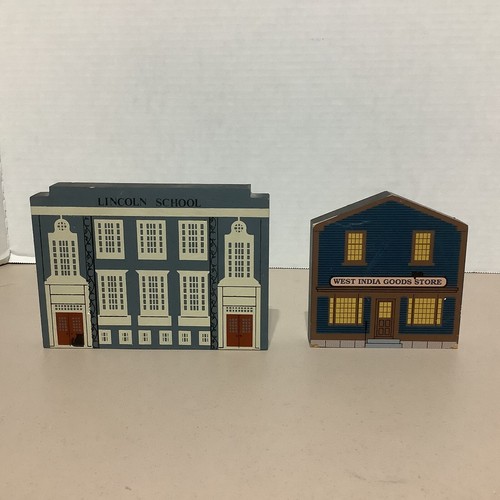 Vintage Cats Meow Village lot 1989 West India Store 1988 Lincoln School Signed - Picture 2 of 9