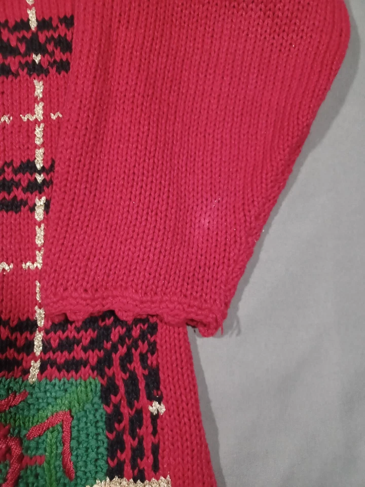 Suéter Vintage Carolina Colores Mujer S Rojo Pullover Scottie Perro Navidad Foto 4 de 4