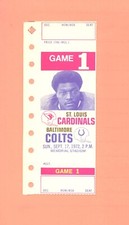 Ahmad Rashad 1st NFL game 9-17-1972 ticket St.Louis Cardinals vs Baltimore Colts