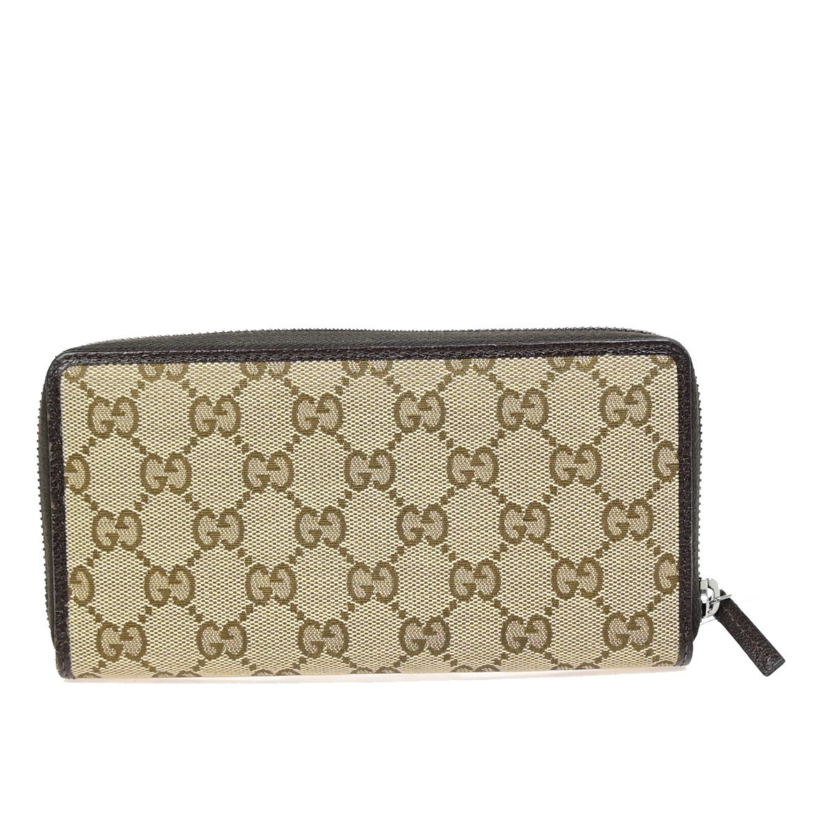 GUCCI Logo GG Pattern Long Bifold Zipper Wallet Canvas