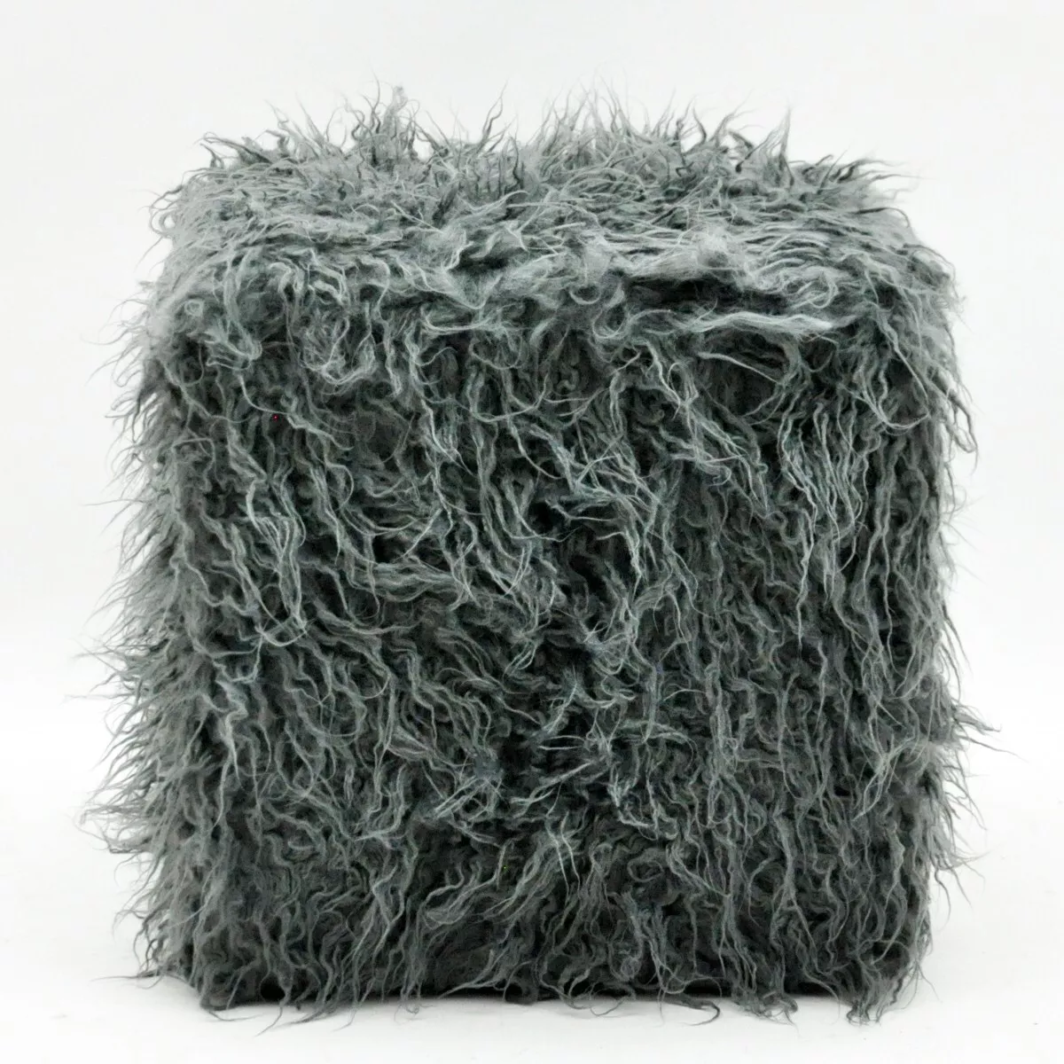 Grey cheap fluffy footstool