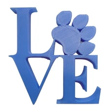 LOVE WORD WITH PAW PRINT TABLE SHELF HOME OR OFFICE DECOR BLUE USA PR4850