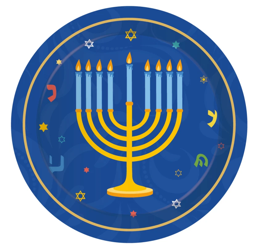 Hanukkah Party Set Serves 8 Includes Dinner Plates Dessert Plates Napkins Cups - Image 3 of 4