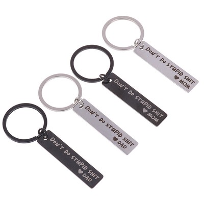 2Pcs Funny Keychain For Teen From Mom Dad Don't Do Stupid Shit Keychain Gag Gift