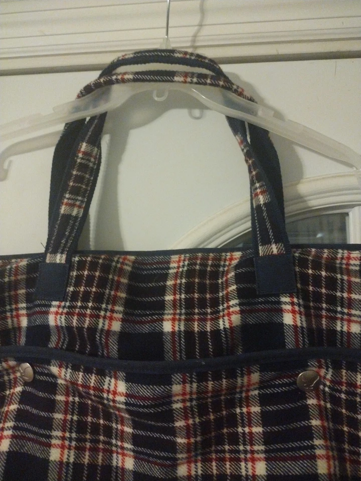 Bolso de Viaje American Eagle AEO Azul Cuadros Doble Asa Cierre Magnético Foto 3 de 4