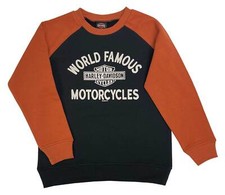 Harley-Davidson Big Boys' Fleece Crewneck Colorblocked Pullover Sweatshirt