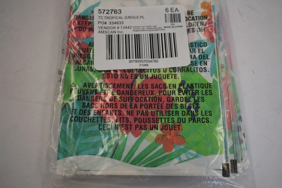 Lote de 6 fundas de mesa de plástico selva tropical 54" x 102" Amscan 572763 Foto 4 de 4