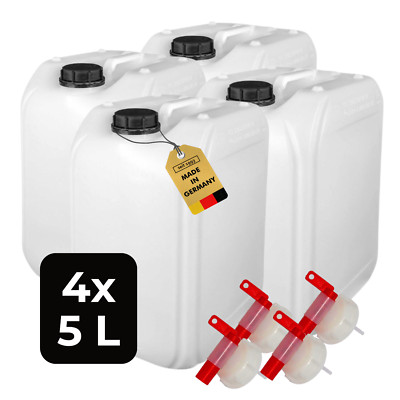 ABACUS  4X 5 Liter Wasserkanister Natur Chemiekanister Auslaufhahn und Deckel