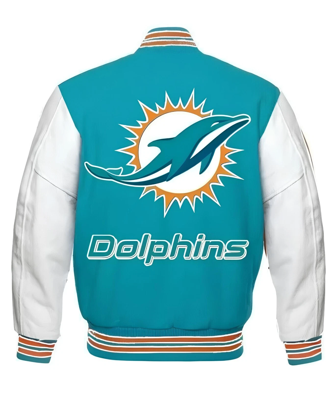 Miami Dolphins Turquoise Body White Letterman Jacket Varsity Jacket
