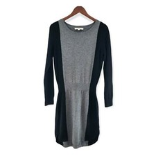 Loft Wool Blend Sweater Dress Gray Black Small