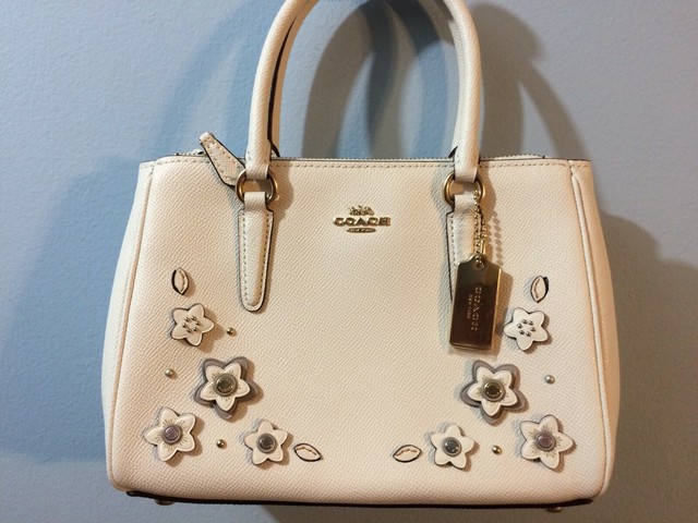 NEW COACH MINI SURREY WHITE FLORAL APPLIQUE CARRYALL,Coach, purse, ladies purse, | eBay