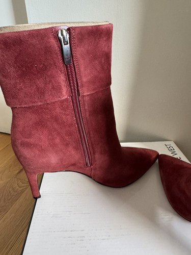 Nine West Gemms Fold Over Cuff Dress Booties Dark Red Suede Size 7.5M - Picture 5 of 6