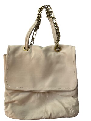 Cynthia Rowley Ivory Leather Shoulder Bag Flap Snap Very Good Pre Owned 