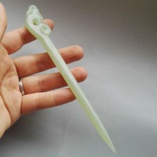 Natural Xiuyu Jade Hairpin Hosta Phoenix Classical Hanfu Hair Accessories