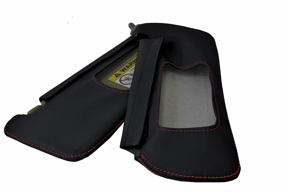 Cubierta de cuero parasoles 2 piezas para Acura RSX 2002-2006 puntada negra roja Foto 2 de 4