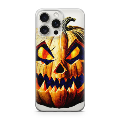 Handy Hülle Transparent iphone 14 PLUS Grusel Kürbis Horror Gesicht Schock M26