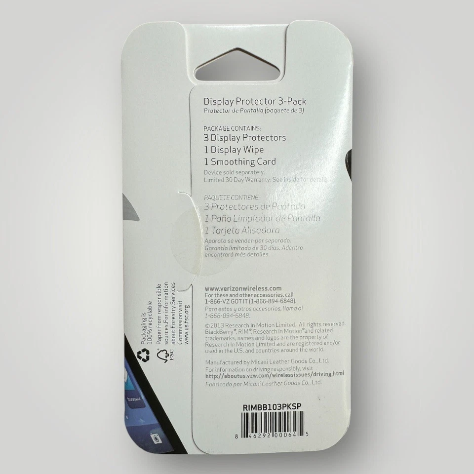 Protetor de filme tela anti-riscos BlackBerry Z10 pacote com 3 da Verizon - Imagem 2 de 2