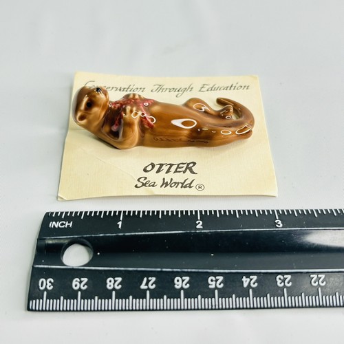 Vtg Sea World Otter Figurine on Original Paper Conservation Through Education - Picture 4 of 4