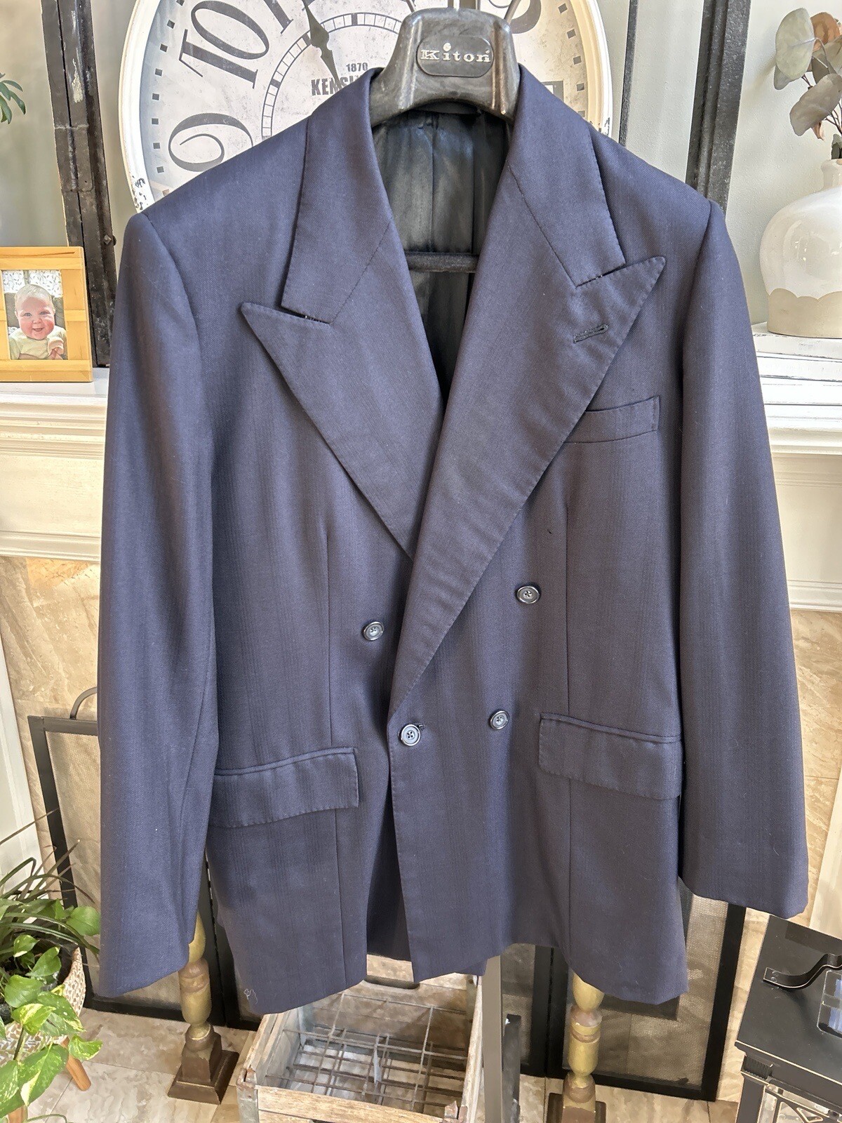 SALISBURY Savile Row Bespoke men's double breasted blue sport