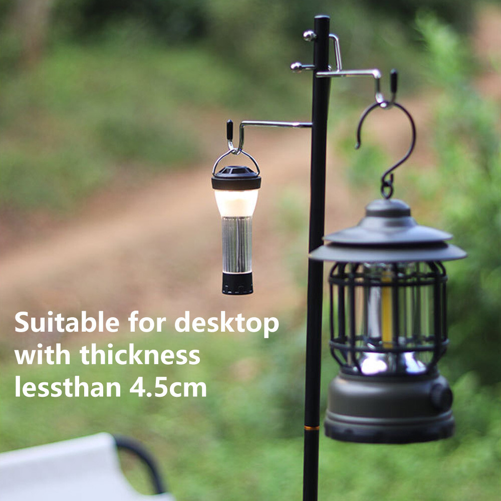 Folding Camping Folding Lamp Portable Lamp Stand With 2 Hook for Camping Fishing