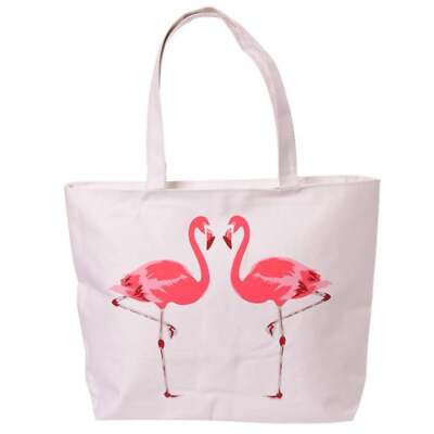 Funky Flamingo Handy Cotton Zip Up Shopping Bag UK