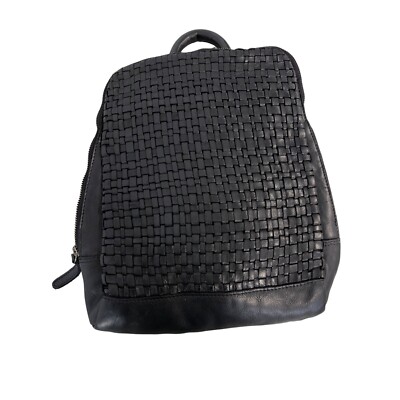 Vilenca Holland Woven Basketweave Leather TK48 Backpack Black