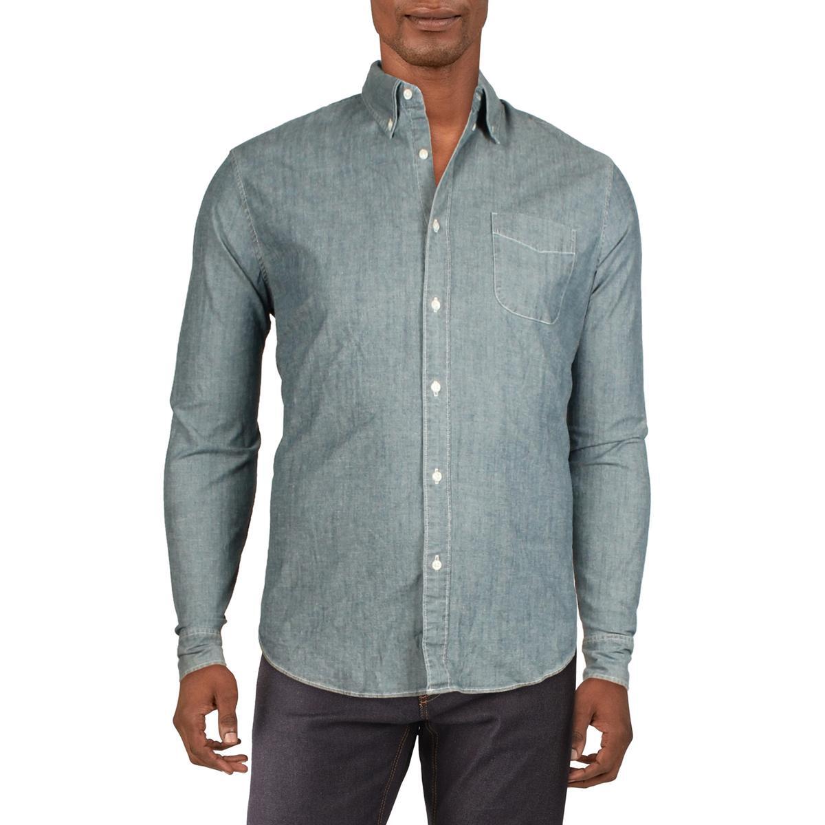 Мужская серая эластичная рубашка на пуговицах с острым воротником J. Crew XL BHFO 6190