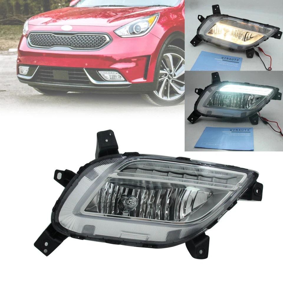 Luz de circulación diurna LED antiniebla parachoques delantero DRL 2x para Kia Niro 2017-2019 Foto 2 de 4
