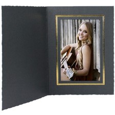 Photo Folders 4x6 Black w/Gold Foil Vertical 25 Pack Same Shipping Any Qty
