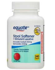 Equate Stool Softener Plus Stimulant Laxative Tablets for Constipation, 240 Ct