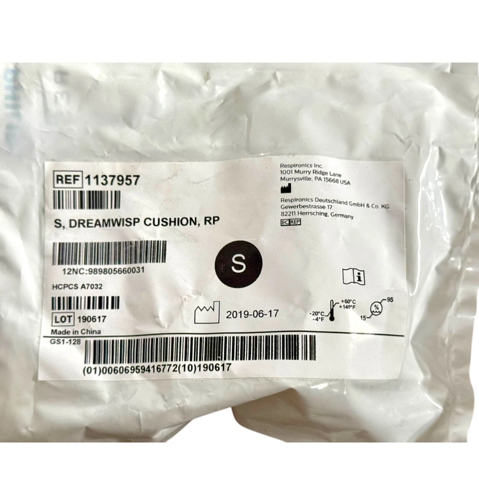 Cojín nasal Respironics DreamWisp. Pequeño #1137959 LOTE DE 4 Foto 3 de 4