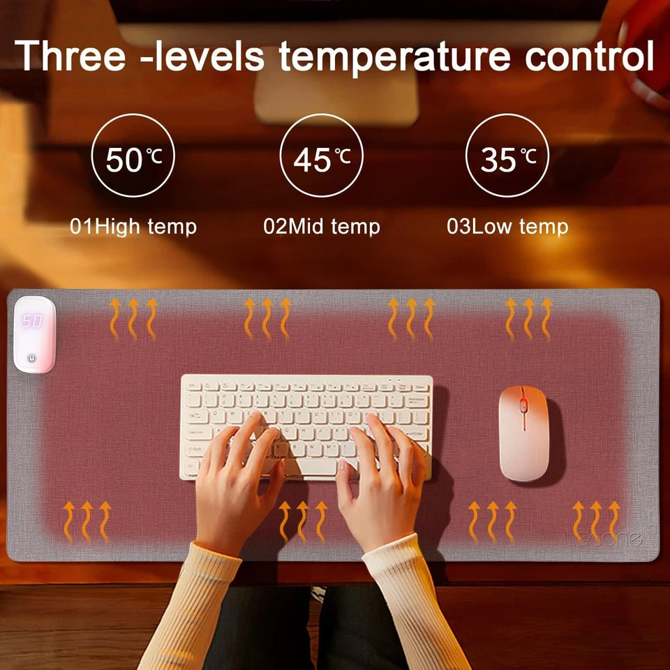 Lecone Tischunterlage Beheizte Mauspad Heizung, 80*33cm Große Mausmatte 220v Neu - Bild 3 von 4